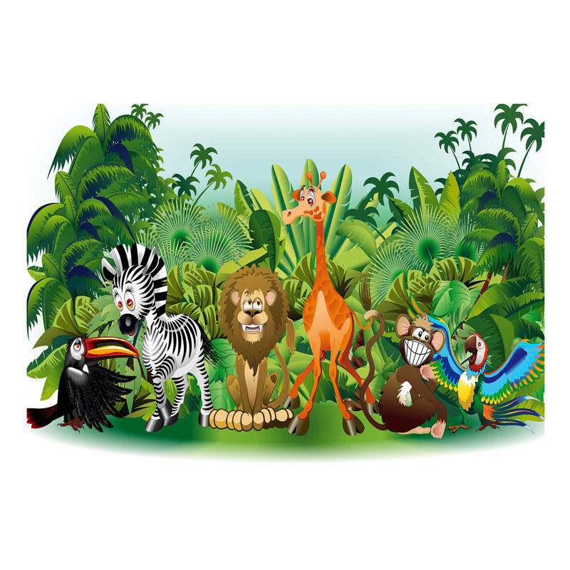 East Urban Home Jungle Animals SemiGloss Paste the Wall Mural